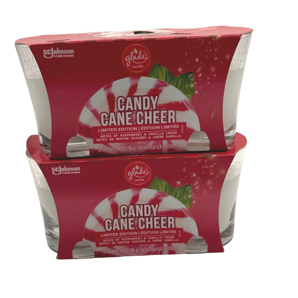 Glade Candy Cane Cheer Limited Edition Candles 3.4oz 2-Pack Lot of 2 Total 4